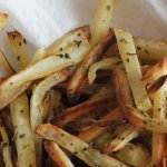 Vue des frites de Cerfeuils tubereux après cuisson